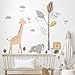 Laoyello Safari Elephant Tree Wall Decals Peel and Stick Giraffe Stickers Jungle Nursery Wallpaper Boho Rainbow Baby Room Wall Decor