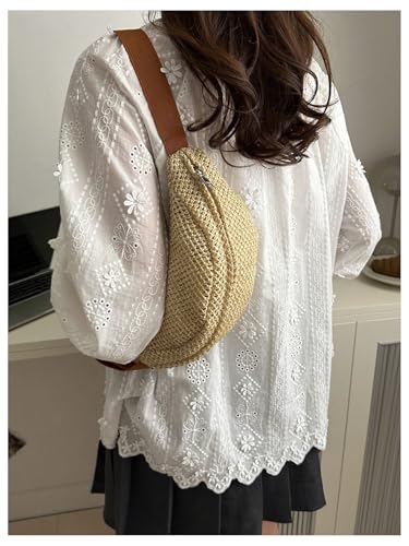 SHENHE Women's Boho Woven Crossbody Sling Bag Beach Vacation Chest Bum Shoulder Bag Purse4