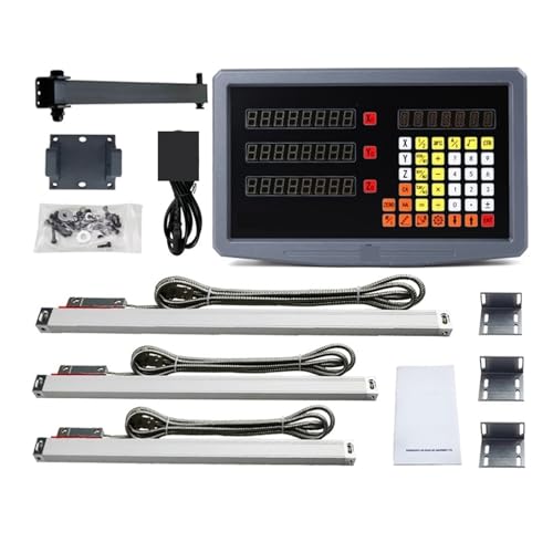 DISIROU Linear Scale Encoder, VM600-3 Digital Readout Set Linear Scales Kit 5U 50 to 1000mm Lines Encoders for Lathe Mill Machines for Lathe Milling(SDS3MS DRO Set)