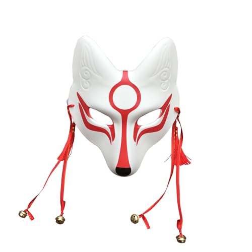 YangYong Kitsune Fox Mask for Halloween Masquerade Party, Kabuki PU Masks for Costume