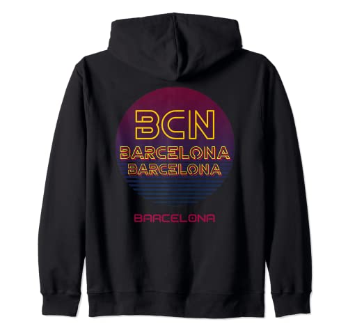 Barcelona Retro Inicio Vintage BNC, Barna Ciudad Natal Sudadera con Capucha