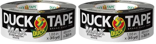 Image of Duck Brand Max Strength Duct Tape - 1 Roll - Heavy Duty Hold - 1.88 Inch x 35 Yards - White (240866) (Pack of 2)