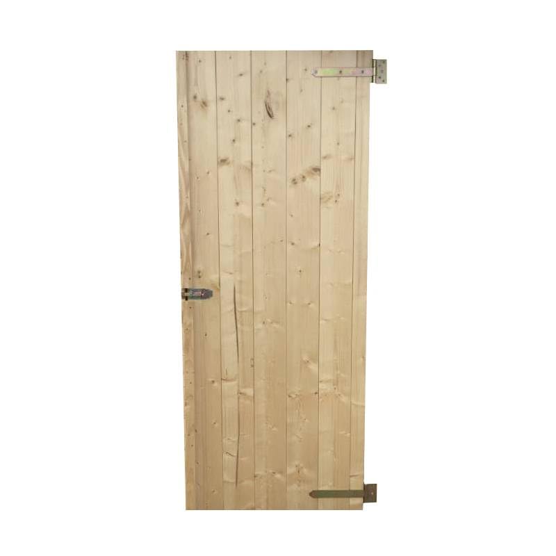 Home Idea Italia Porta in Legno per Casetta da Giardino in Abete Naturale – Su Misura con Accessori cm 64.0 x 191.5 h