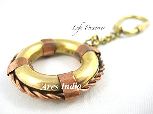 Ares India latón macizo anillo de vida llavero náutica boya marítimo decorativo de regalo de llavero