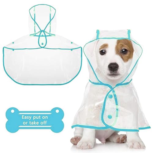 SSyang Pet Raincoat, Raincoat for Dogs with Hood Waterproof for Small and Medium Dogs Adjustable Transparent Poncho Raincoat (M,Blue) - Image 3