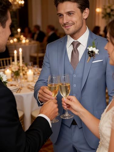 Image of WOMS Men's 3 Piece Suit Slim Fit,Mens Wedding Suit Groom Prom Tuxedo