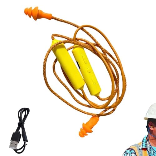 Earphone Ear Plugs for Work,Noise Suppression,Ear Plugs Earphone Headphones,Work Earbuds Hidden in Ears Headphones Isolating,Hearing Protective,for Construction Sites,Noisy Places Working (Yellow)