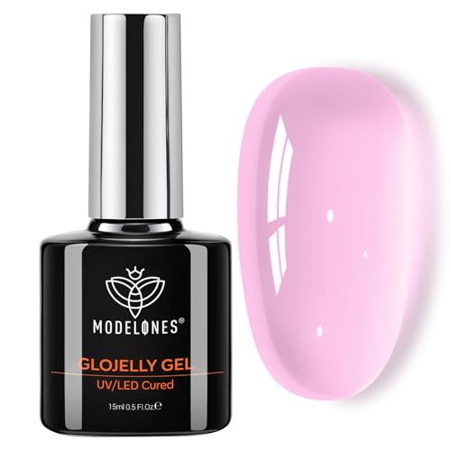 Image of modelones Builder Nail Gel Top Coat 15 ML No Wipe Purple Pink Gel Polish Apex Building Nails Strengthener Extension Long Last Soak Off U V Professional Pedicure Manicure for Fingemails and Toenails