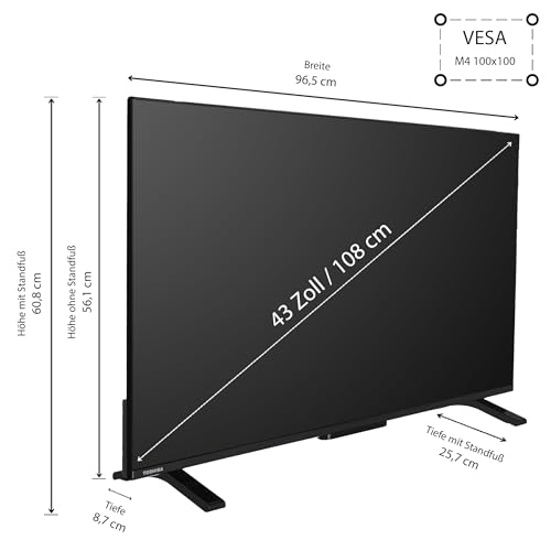 Toshiba Fernseher 43 Zoll Smart TV - VIDAA TV (4K UHD LED TV, HDR, Triple-Tuner) 43UV2363DG – Bild 3