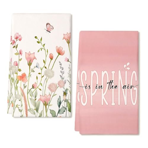 YUNHENTONG Trapos Cocina Primavera, 2 Piezas Paños de Cocina Flor Kitchen Towels Microfibra Primaveral Toallas de Cocina Flor para Utensilios de Cocina de Primavera, 40 x 60 cm