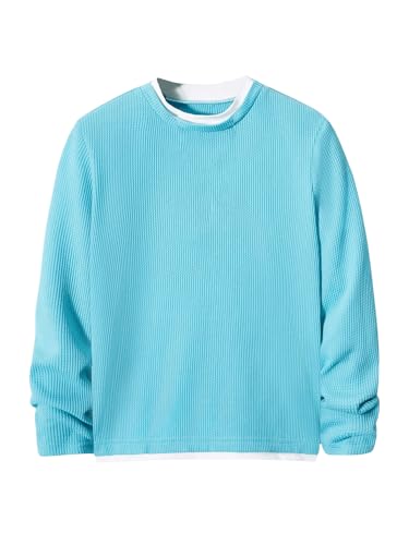 SOLY HUX Boy's Crew Neck Long Sleeve T Shirt Contrast Binding Waffle Knit Tee Tops