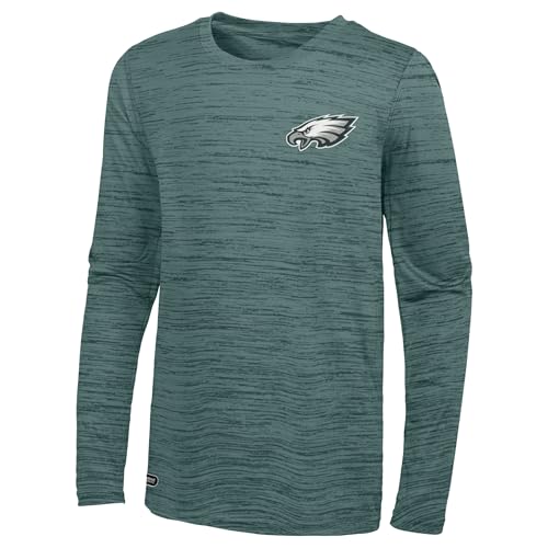 Outerstuff NFL Men's Tackle Crew Long Sleeve Tee, Lightweight and Durable, Official Licensed NFL Gear, Philadelphia Eagles, Size Large Multi