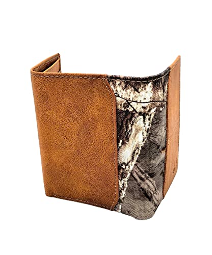 Realtree Camo Slim Card Holder Money Clip Wallets for Men (Edge Camo Burnished Tan Leather Trifold Wallet)3