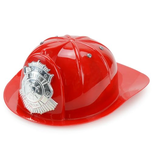 JEKANEL Firefighter Helmet for Children, Pretend Play Dress Up Costume with Adjustable Strap, Fireman Hat for Role Play and Halloween