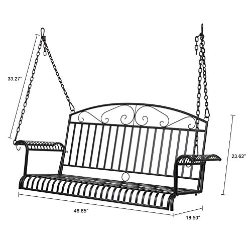 image for VINGLI Upgraded Metal Patio Porch Swing, 800 LBS Weight Capacity Steel
