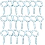 Shells 20PCS 10# Silver Color Zinc Plated Metal Cup Hooks Eye Shape Screw Hooks Self-tapping Screws Hooks Ring 1.63 Inches