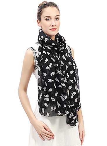 Lina & Lily Lovely Rabbit Bunny Print Women's Large Scarf Lightweight2