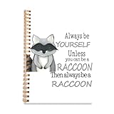 1pc Art Patterns Always Be Yourself Animals Notebook Friend's Perfect Gifts Writing Notebook Diary NoteBook Office Stationery Bible Verse Birthday Christmas Gift 5.5x8.3in with 50 Sheets (Raccoon-2)