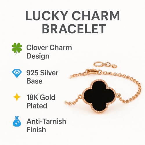 Image of Lucky Charm Clover Bracelet for Women | 925 Sterling Silver with 18K Gold Plating | Adjustable & Anti-Tarnish | Stylish Designer-Inspired Jewelry