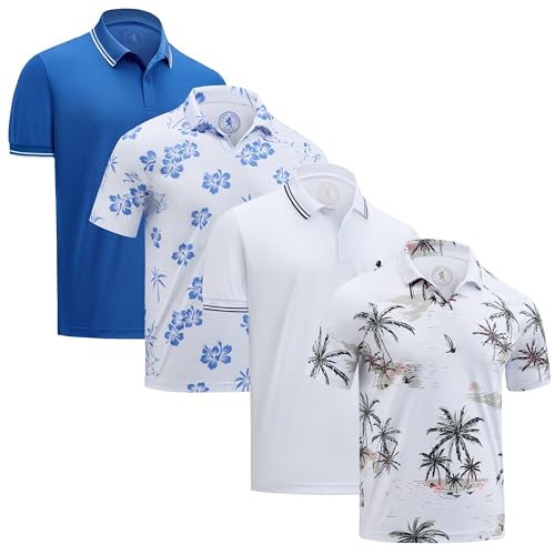 Albert Morris Mens Short Sleeve Polo Shirts Regular Fit Moisture Wicking Performance Polyester 4-Pack product thumbnail 20