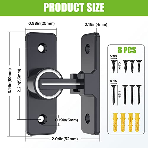 Image of Barn Door Lock Hardware, Heavy Duty 90 Degree Flip Latch Privacy Lock, Zinc Alloy Sliding Barn Door Latch for Bathroom, Bedroom, Closet, Garage, Shed and Gate (Luminous-2PCS)