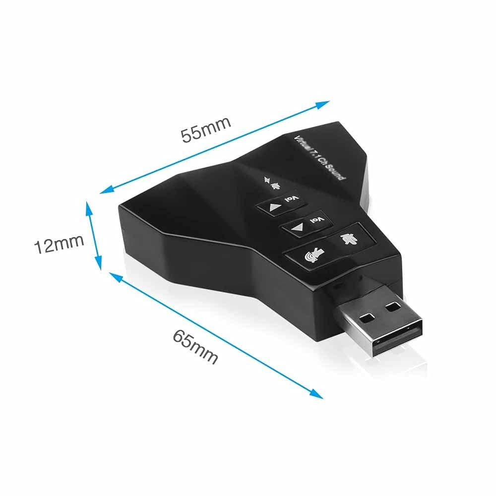 Adaptateur de Carte Son Externe USB 3D virtuel 7.1 pour Ordinateur Portable et PC
