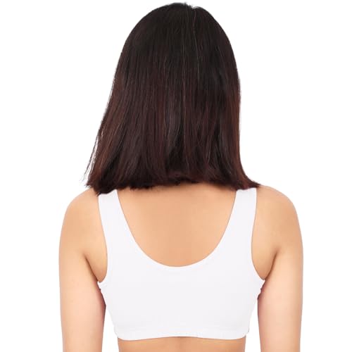 Image of DChica Sports Bra for Women, Cotton Non Padded Full Coverage Non-Wired T-Shirt Gym Workout Bra with Regular Broad Strap, Activewear Training Bra for Ladies