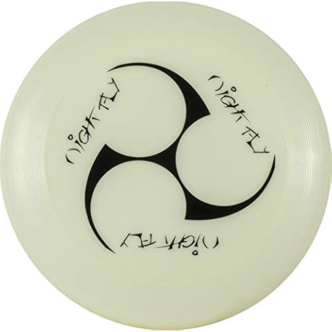 Sunflex Night Fly Disc - Glow in The Dark Outdoor Throwing Activity - 9 Inches in Diameter - Green Glow in The Dark Plastic with Black Swirl Design Detail - Night Time Flying Frisbee Cover