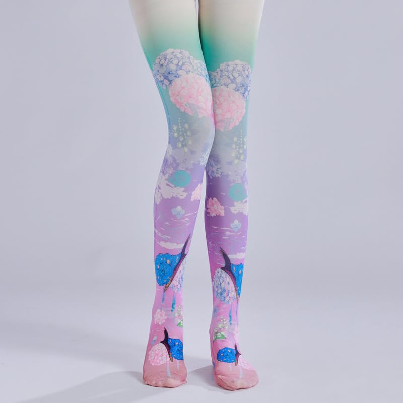 Image of Sahabowi Women's Sheer Tights, Digital Print Designs Stockings