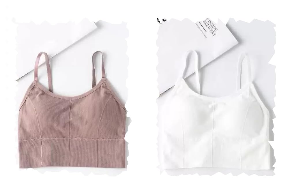 Image of Acnos Cotton Pack of 2 Women Sports Lightly Padded Bra Combo (Free Size Fit Up To 28-30-32-34)