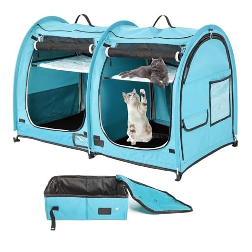 Compact Portable Cat Cage with Hammocks