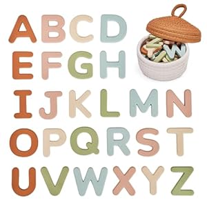 JoyCat Silicone Alphabet Magnetic Letters, 26 Uppercase ABC Fridge Magnets for Toddlers & Kids, Preschool Learning Refrigerator Toy Set, Birthday Gifts for Boys Girls (Muted Color)