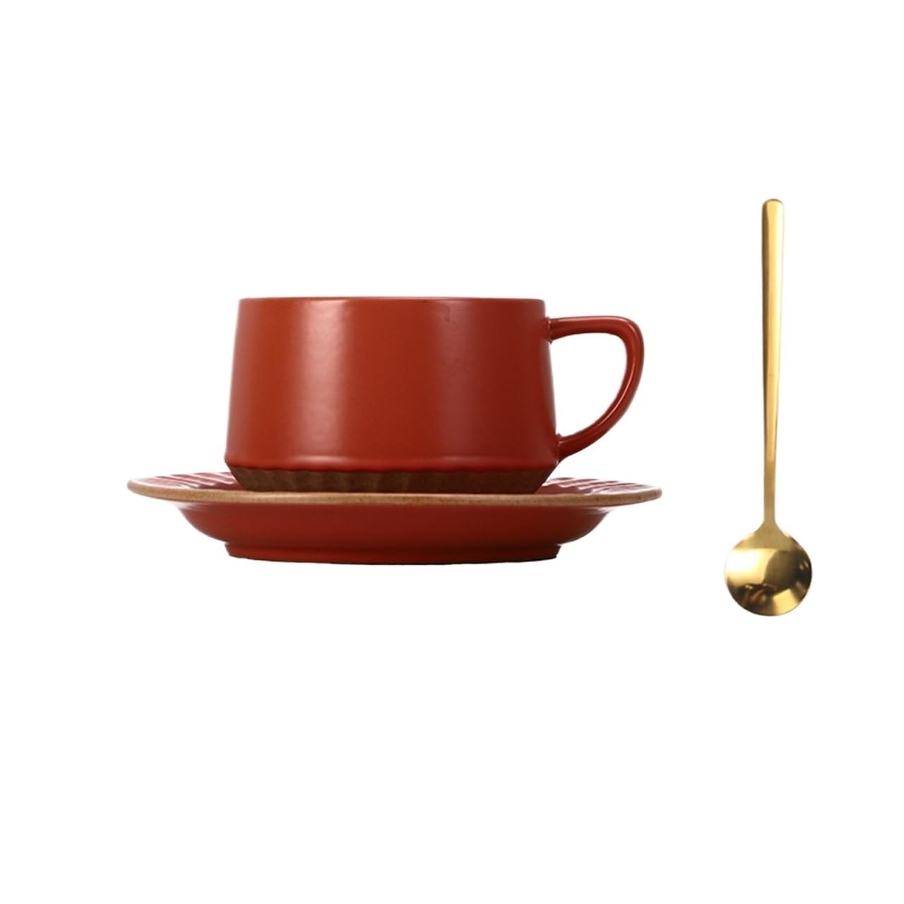 LIBANGRONG-888 Mugs Household Red Coffee Cup Milk Breakfast Restaurant Ceramic Commercial Mug with Saucer Spoon Set Milk Tea Cup