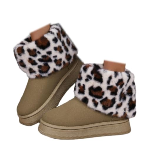 Snow Boots for Women Suede Faux Fur Lining Anti-Slip Winter Snow Warm Plush Booties Slip On Short Ankle Boots