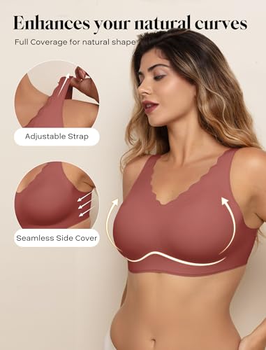 Image of COMFELIE Wireless Bra Seamless Comfort Everyday Bra for Women, Breathable Seamless Bra with Scallop Edges