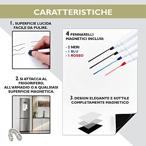 Lavagna Cancellabile Magnetica Bianca a Secco di