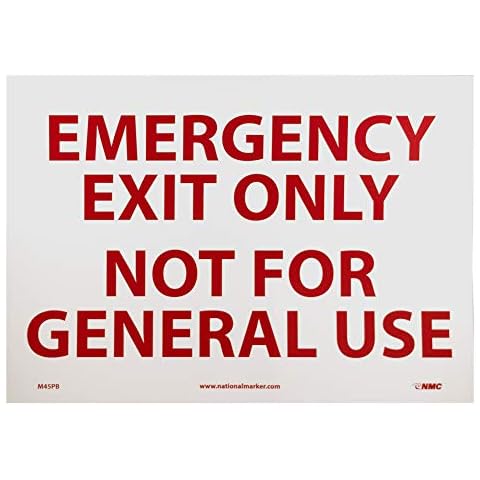 NMC M45PB EMERGENCY EXIT Sign – 14 in. x 10in. Adhesive Vinyl Cover