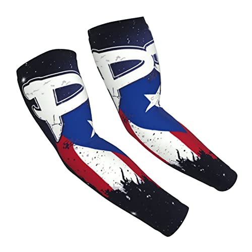 AYUNIX Arm Sleeves for Men Women Puerto Rico PR Flag Boricua UV Sun Protection Sports Compression Arm Sleeves for Outdoor Protective Sports Running Golf Cycling Driving Fishing