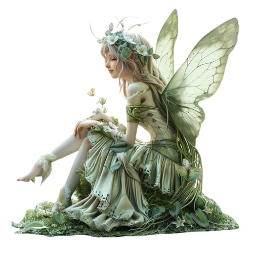 Generisch Gartendeko Ornament Sitzen Magische Fee Sitzende Elfen Gartenfiguren Tudor und Turek Statue Harz Handwerk Landschaftsbau Hof Dekoration Garten Statues Elf Statue Figur Fee Fairy (A)