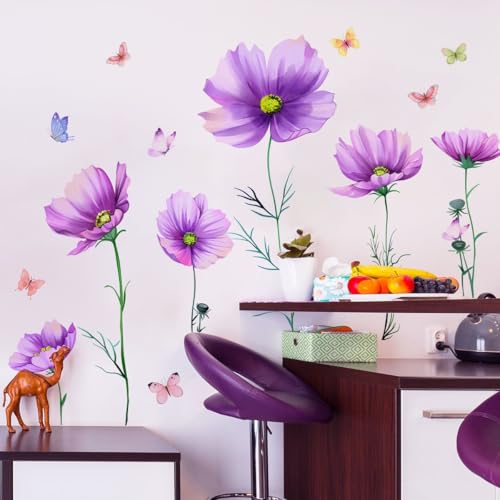 Vinilos Decorativos Flores Acuarela Peonía Púrpura 2 Piezas miniatura 1