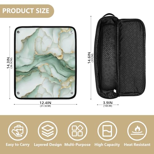 Estuche de Viaje 2 en 1 para Rizador y Planchita Marble White Sage Green con Accesorios Removibles para Estilizado de Cabello miniatura 4