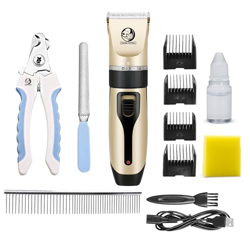 Image of Foodie Puppies 3-in-1 Pet Grooming Kit for Dogs & Cats | Cordless Electric Trimmer, Nail Clipper with Filer and Steel Flat Comb | Low Noise, Rechargeable, Professional Grooming Set