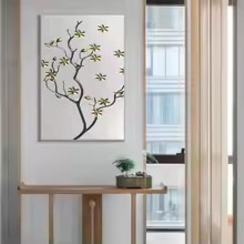 Toile classique de branches chinoises de qualite superieure monte sur chassis en bois - 3