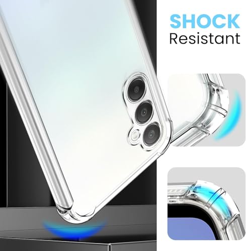 New&Teck Cover per Samsung Galaxy A25 5G + 2 Vetro temperato Protezione Schermo, Custodia in Silicone TPU Morbido, Antiurto con Angoli rinforzati Protezione Chiara (trasp
