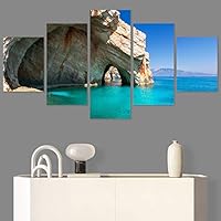 SIGNWIN 5 Panel Canvas Wall Art Modern Art Beach Coastal Expressive Global Multicolor Photography for Home Decorations Ready to Hang - 60