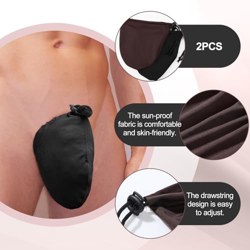 Image of Dansydaisy 2 Pcs Men's Tanning Pouch Sun Protection, Tanning Cover for Men (Classic,Brown,Black)
