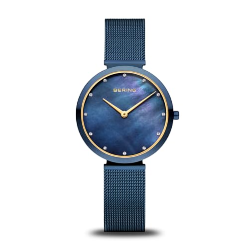 Montre Quartz Femme BERING 18132-Charity1 acier bleu et verre saphir