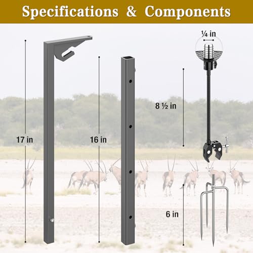 SDSNTE Trail Camera Stand Dual Mount, 17-47" Adjustable Height Hunting Accessories Holder, 360 Rotate 1/4" Thread Mount for Game Cam & Solar Panel, Robust Iron Tripod for Outdoor Hunting, No Tree by SDSNTE - Image 6