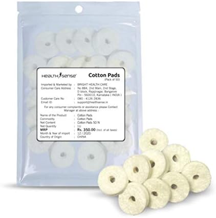 HealthSense Cotton Pads (Pack of 50) for Nano-Cure FS 550 Facial Steamer (White)