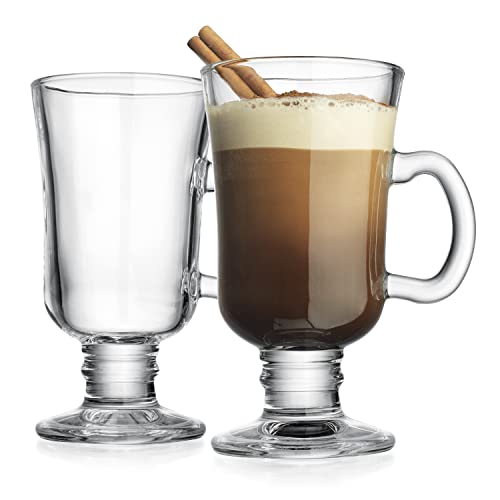 Glaver’s Everyday Set Of 2 Irish Coffee Mugs – Old Fashioned Everyday Set Of Glass Cups – 8 Oz Wedding Irish Mug Bundle – With Practical Handle For Convenience – Fine Edge And Perfect Cut Coffee Mugs #TOP20